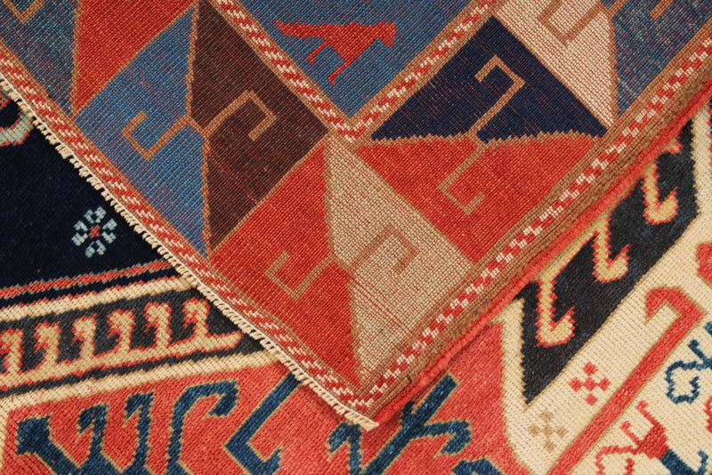 6x8 Multicolor Kazak Tribal Rug