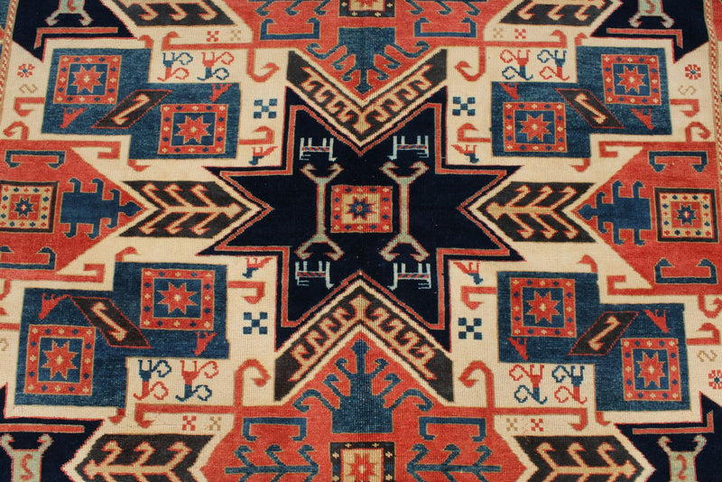 6x8 Multicolor Kazak Tribal Rug