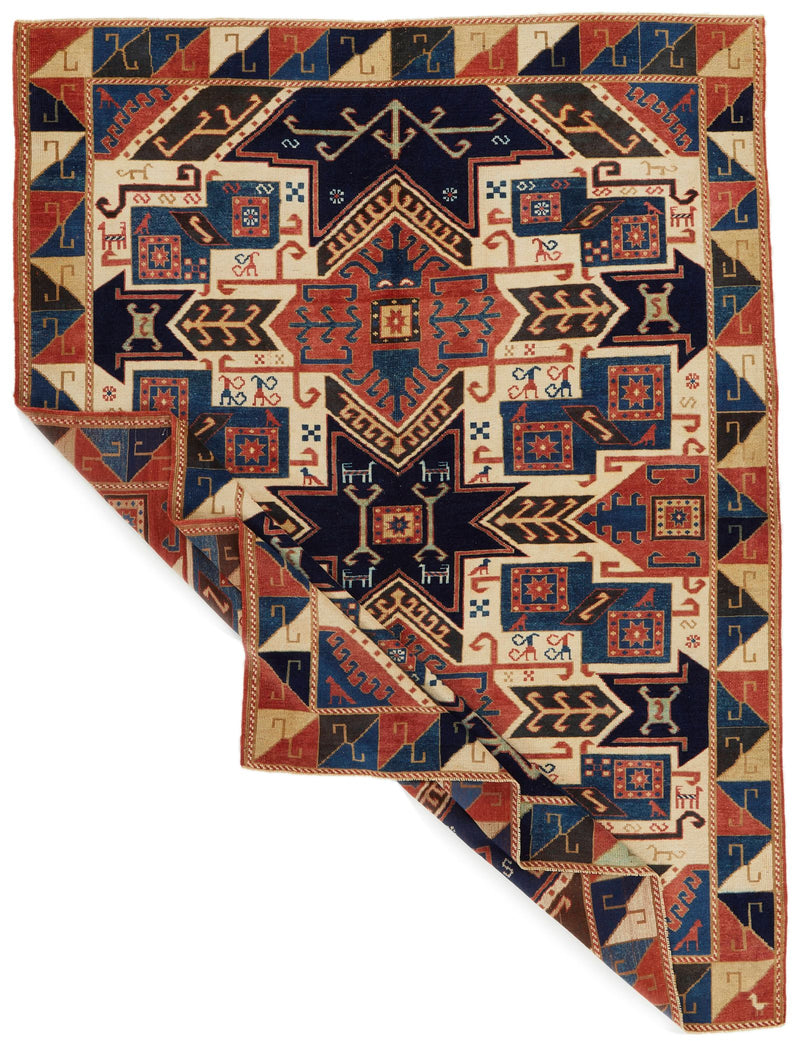 6x8 Multicolor Kazak Tribal Rug