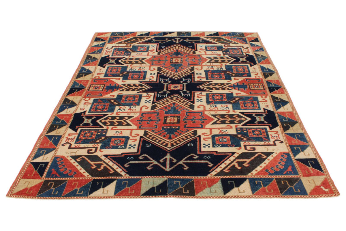 6x8 Multicolor Kazak Tribal Rug