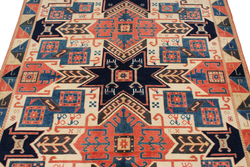 6x8 Multicolor Kazak Tribal Rug