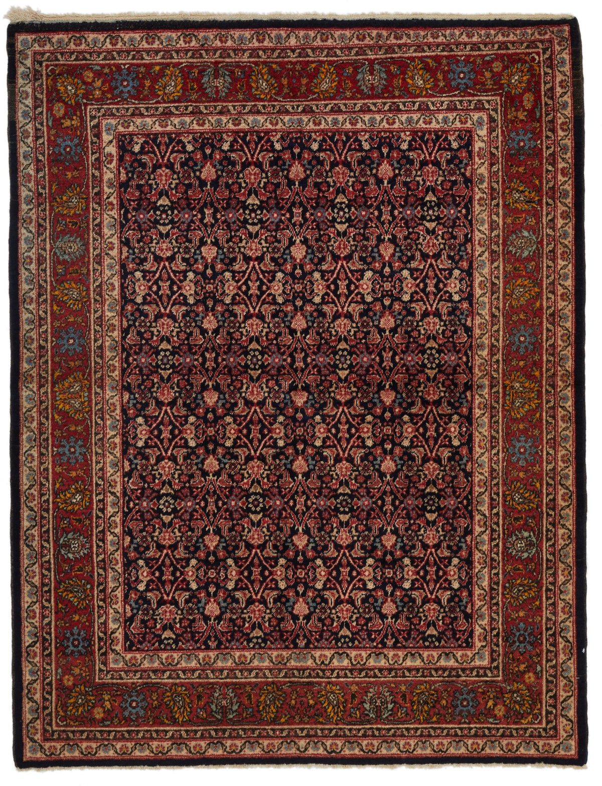 4x5 Navy and Red Traditional Rug