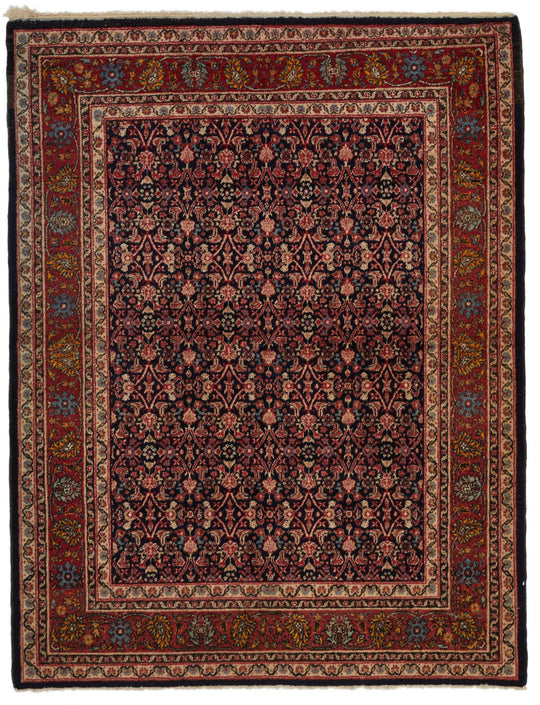 4x5 Navy and Red Traditional Rug