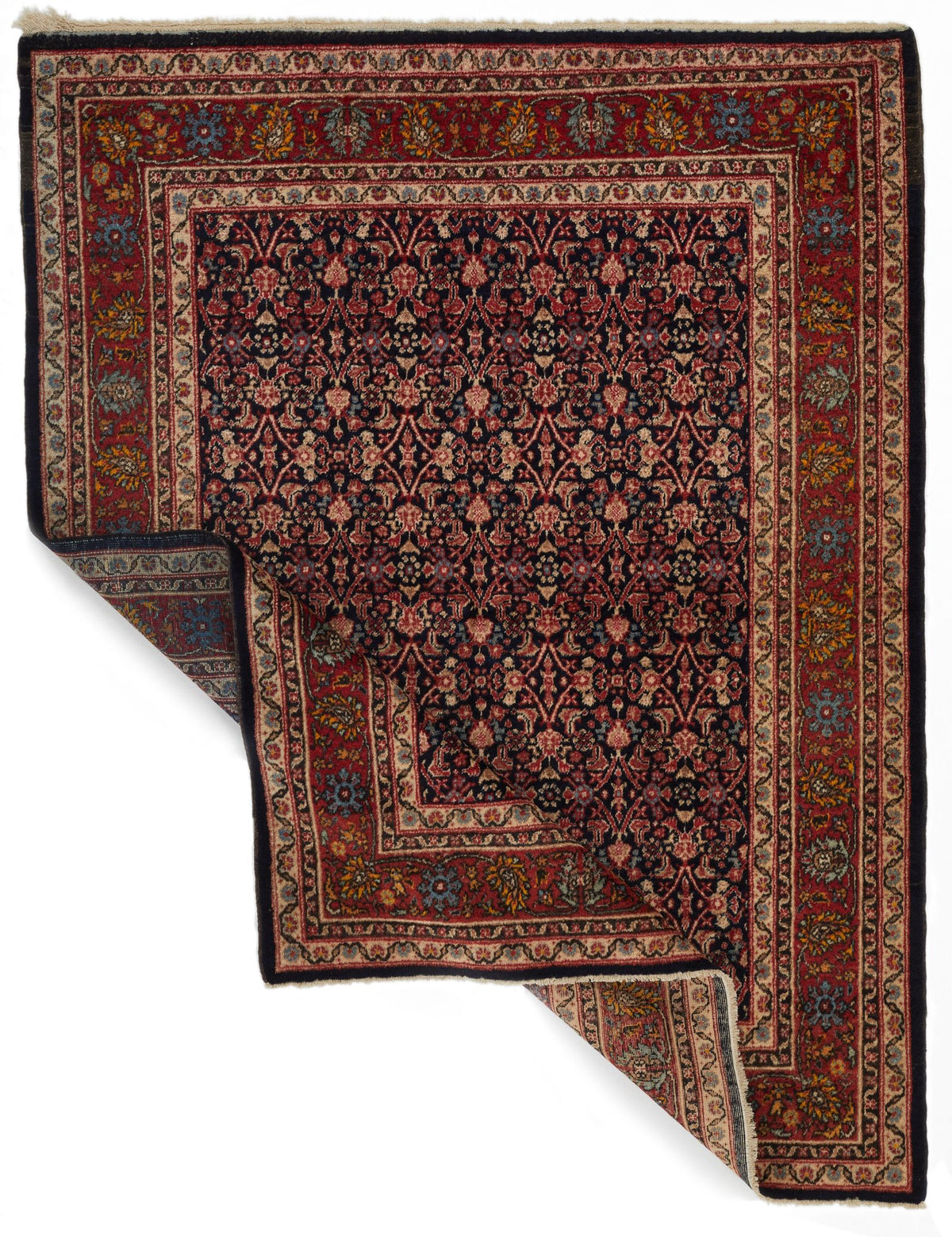 4x5 Navy and Red Traditional Rug