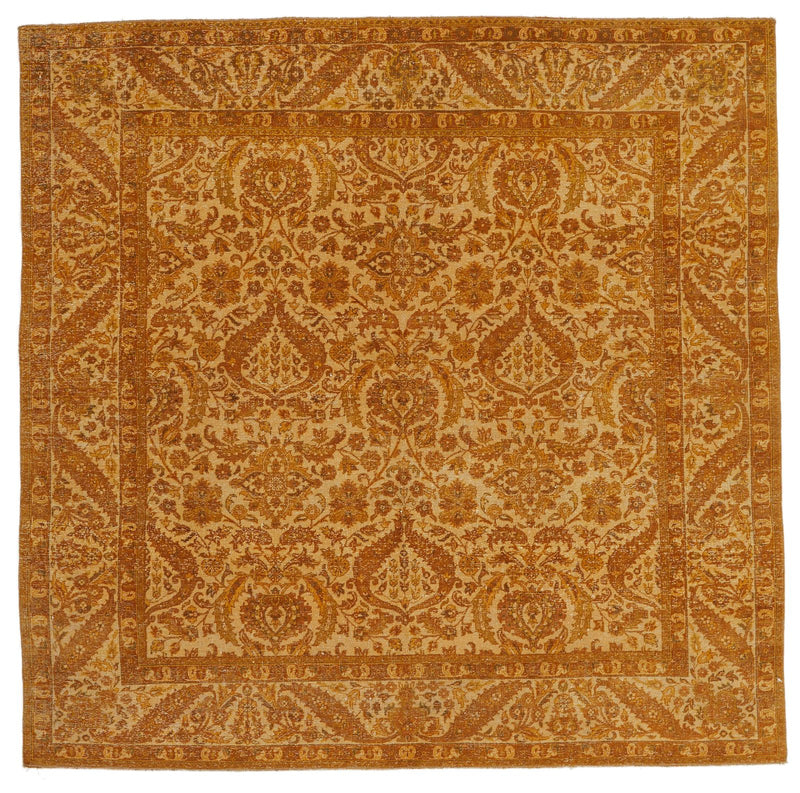 6x6 Ivory and Beige Turkish Oushak Rug