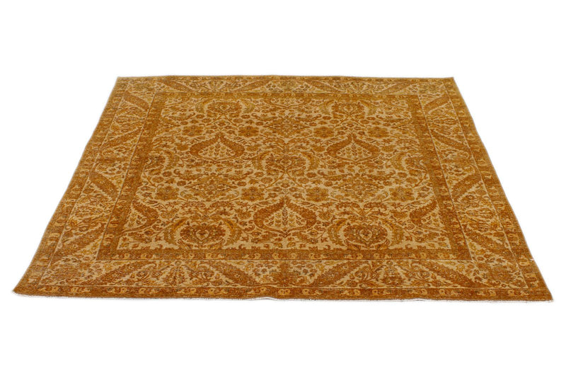 6x6 Ivory and Beige Turkish Oushak Rug