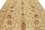 8x11 Ivory and Red Turkish Oushak Rug