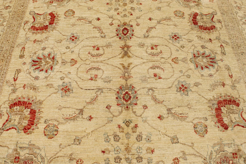 8x11 Ivory and Red Turkish Oushak Rug