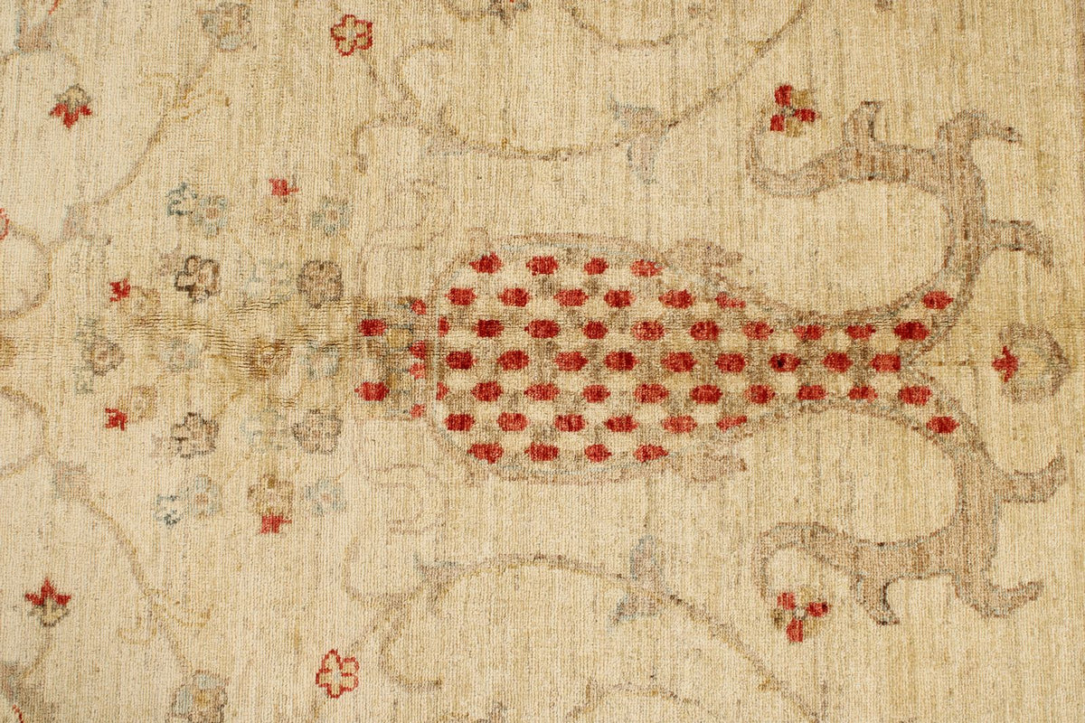 8x11 Ivory and Red Turkish Oushak Rug