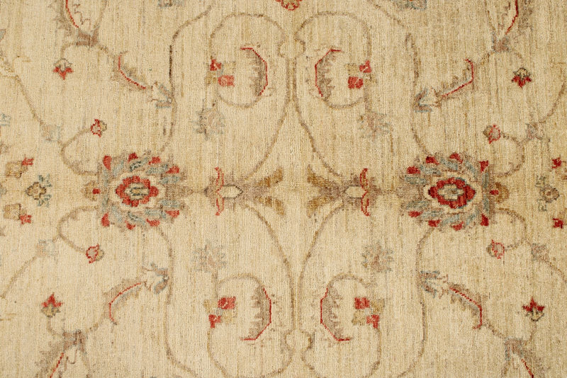 8x11 Ivory and Red Turkish Oushak Rug