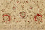 8x11 Ivory and Red Turkish Oushak Rug