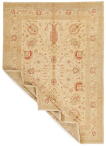 8x11 Ivory and Red Turkish Oushak Rug