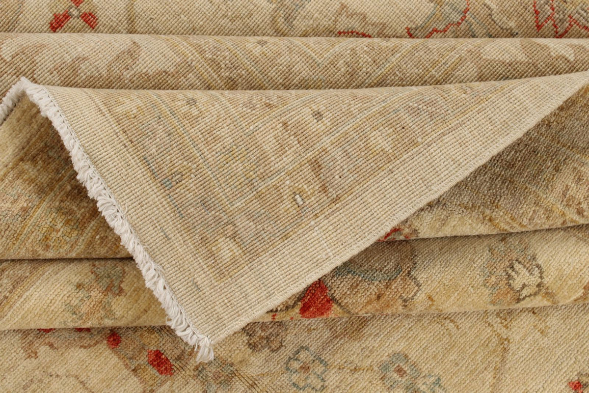 8x11 Ivory and Red Turkish Oushak Rug