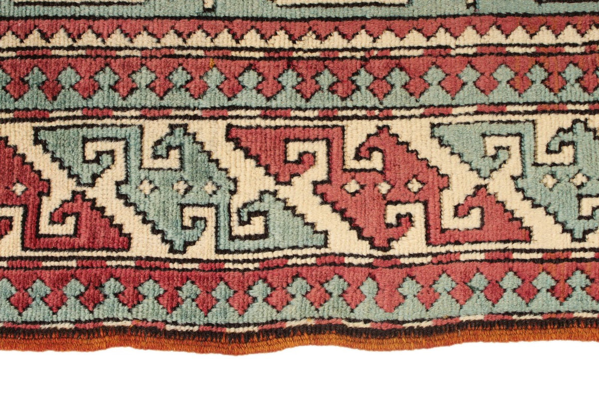 5x8 Orange and Blue Turkish Tribal Rug