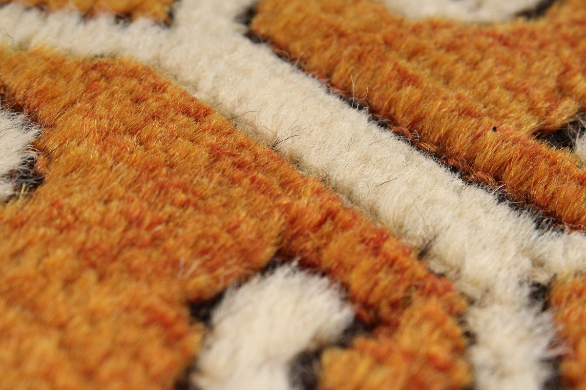 5x8 Orange and Blue Turkish Tribal Rug