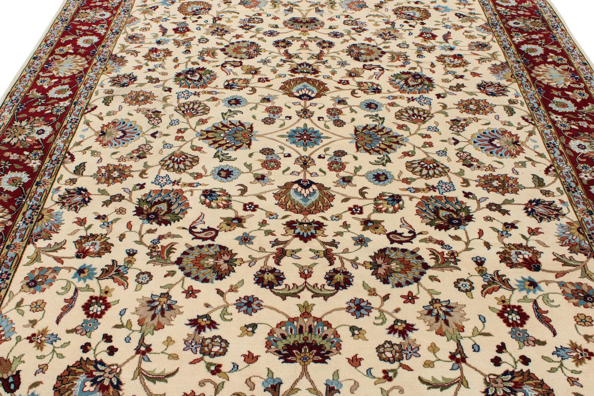 8x10 Ivory and Red Turkish Traditional Rug