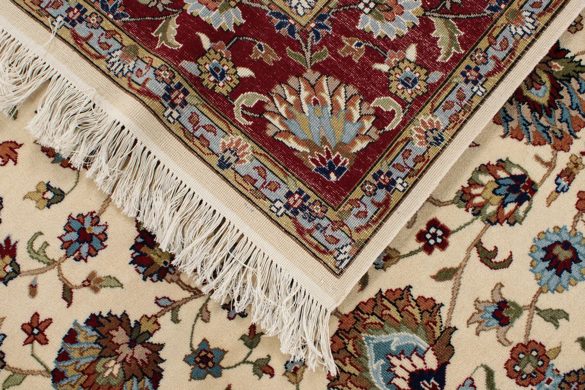 8x10 Ivory and Red Turkish Traditional Rug