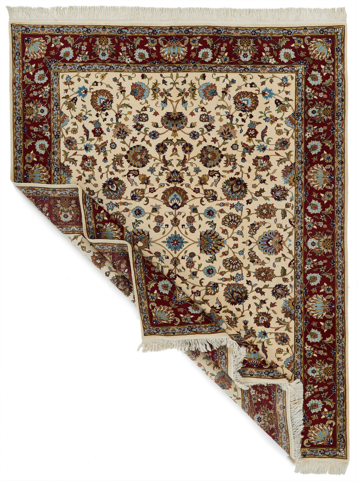 8x10 Ivory and Red Turkish Traditional Rug