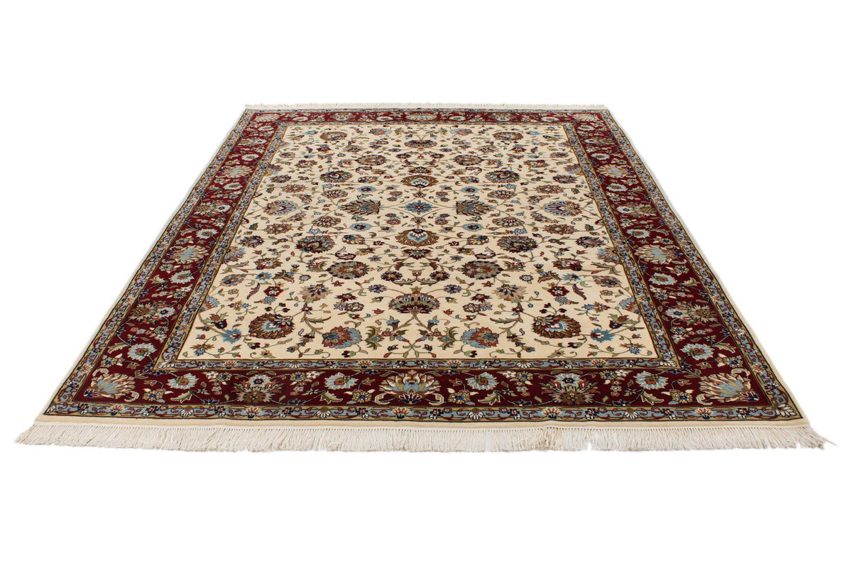 8x10 Ivory and Red Turkish Traditional Rug