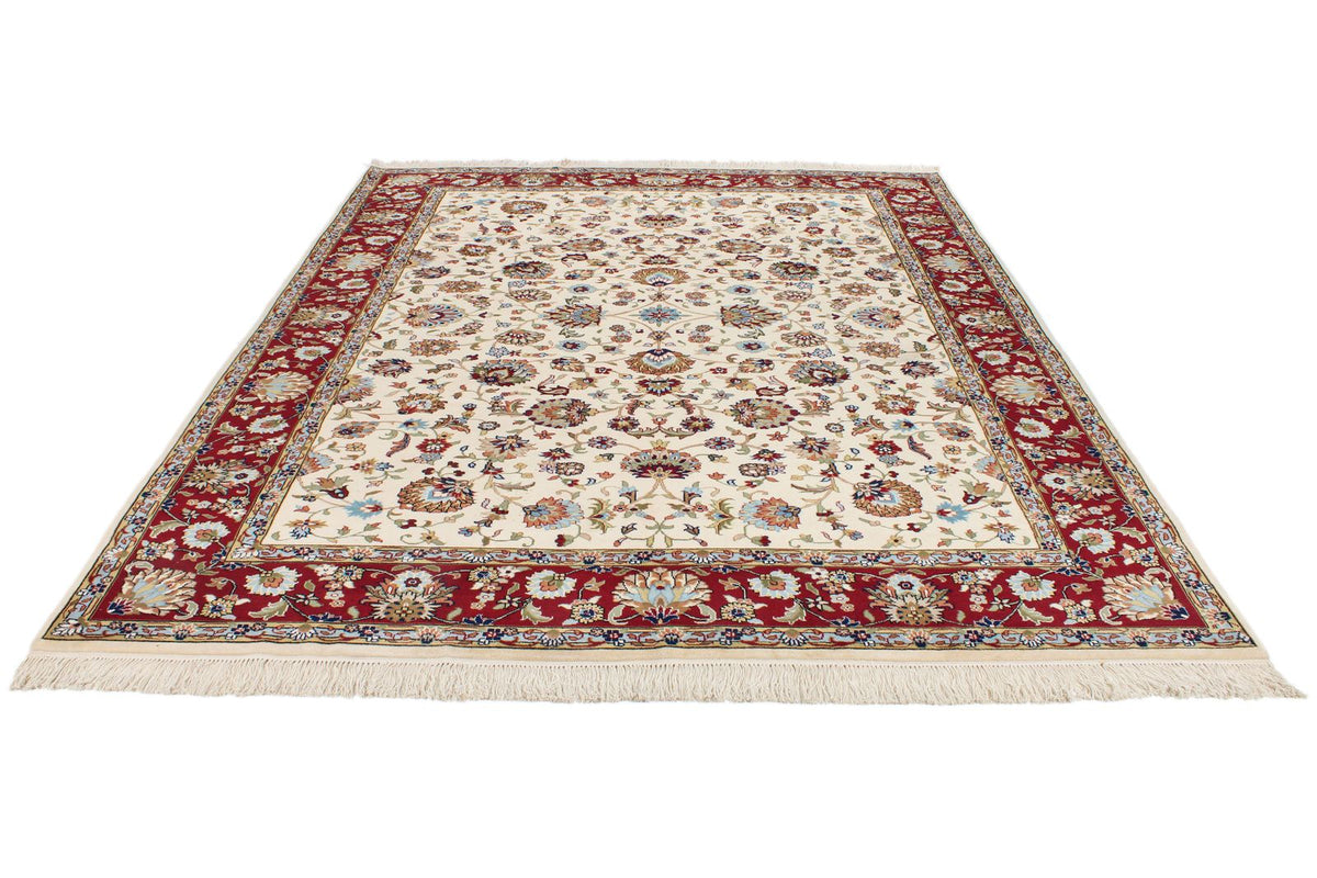 8x10 Ivory and Red Turkish Traditional Rug