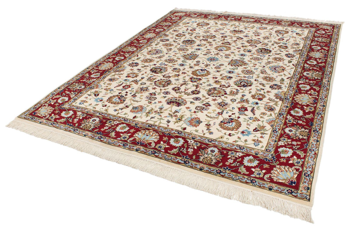 8x10 Ivory and Red Turkish Traditional Rug