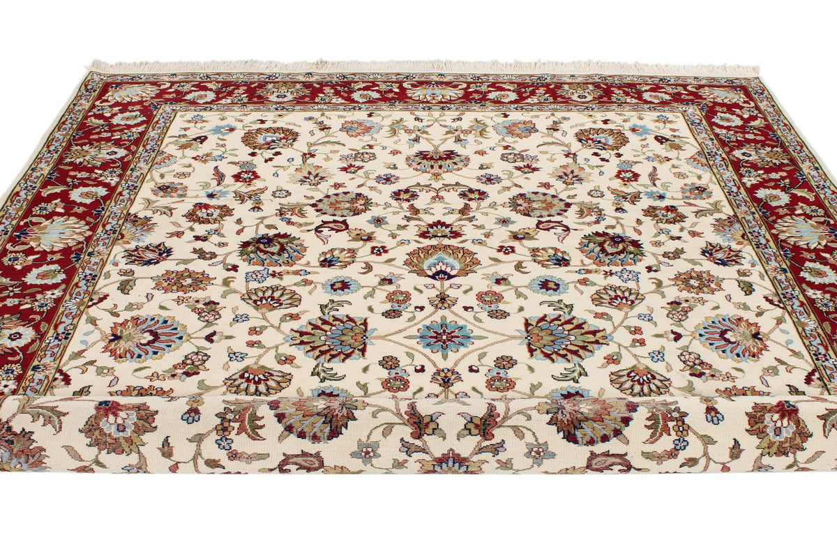 8x10 Ivory and Red Turkish Traditional Rug