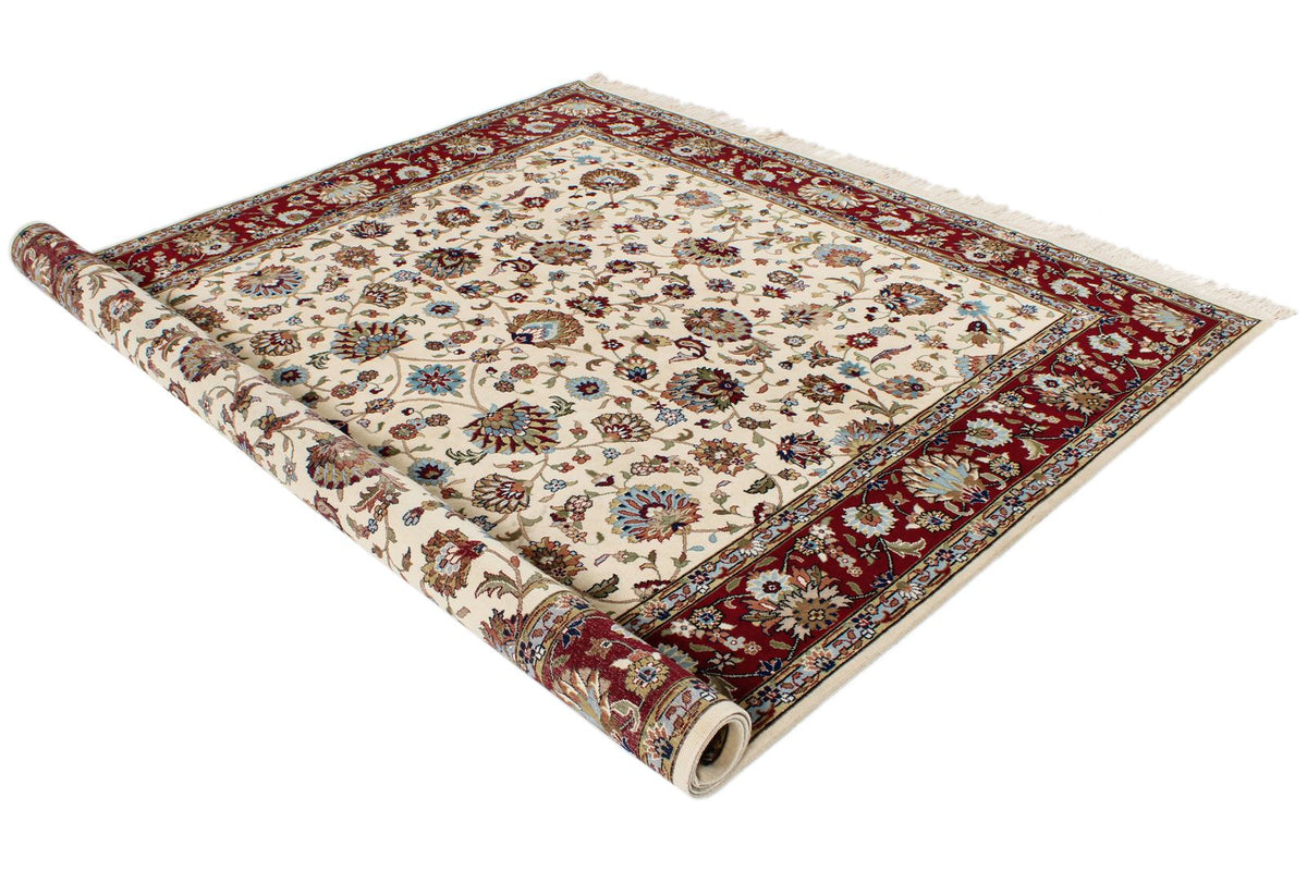 8x10 Ivory and Red Turkish Traditional Rug