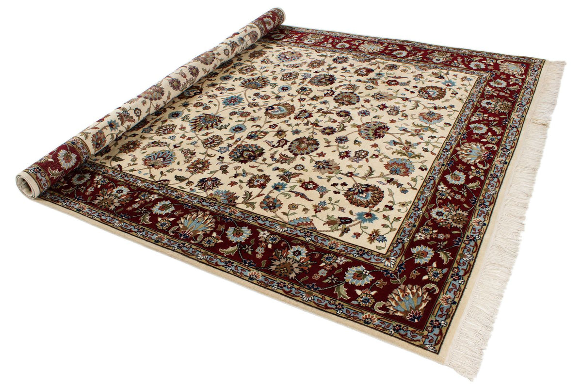 8x10 Ivory and Red Turkish Traditional Rug