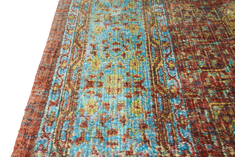 10x16 Red and Blue Turkish Silk Rug