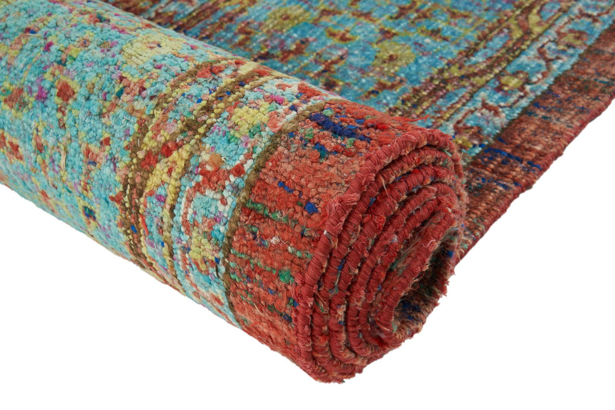 10x16 Red and Blue Turkish Silk Rug