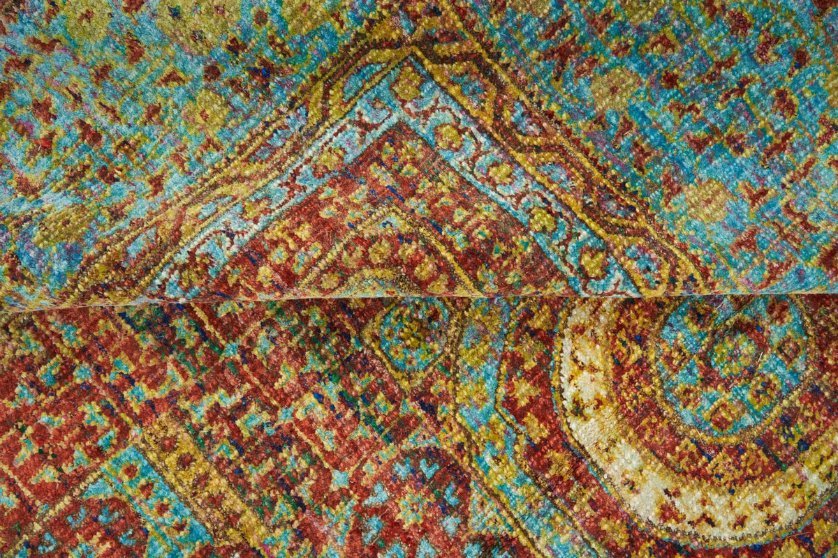 10x16 Red and Blue Turkish Silk Rug