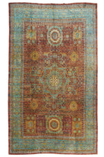 10x16 Red and Blue Turkish Silk Rug