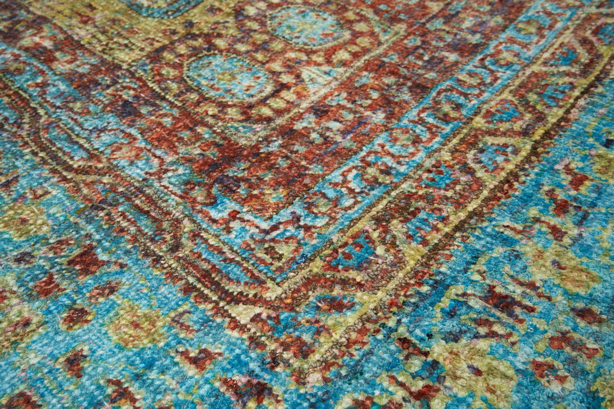 10x16 Red and Blue Turkish Silk Rug