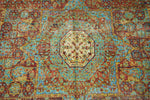 10x16 Red and Blue Turkish Silk Rug