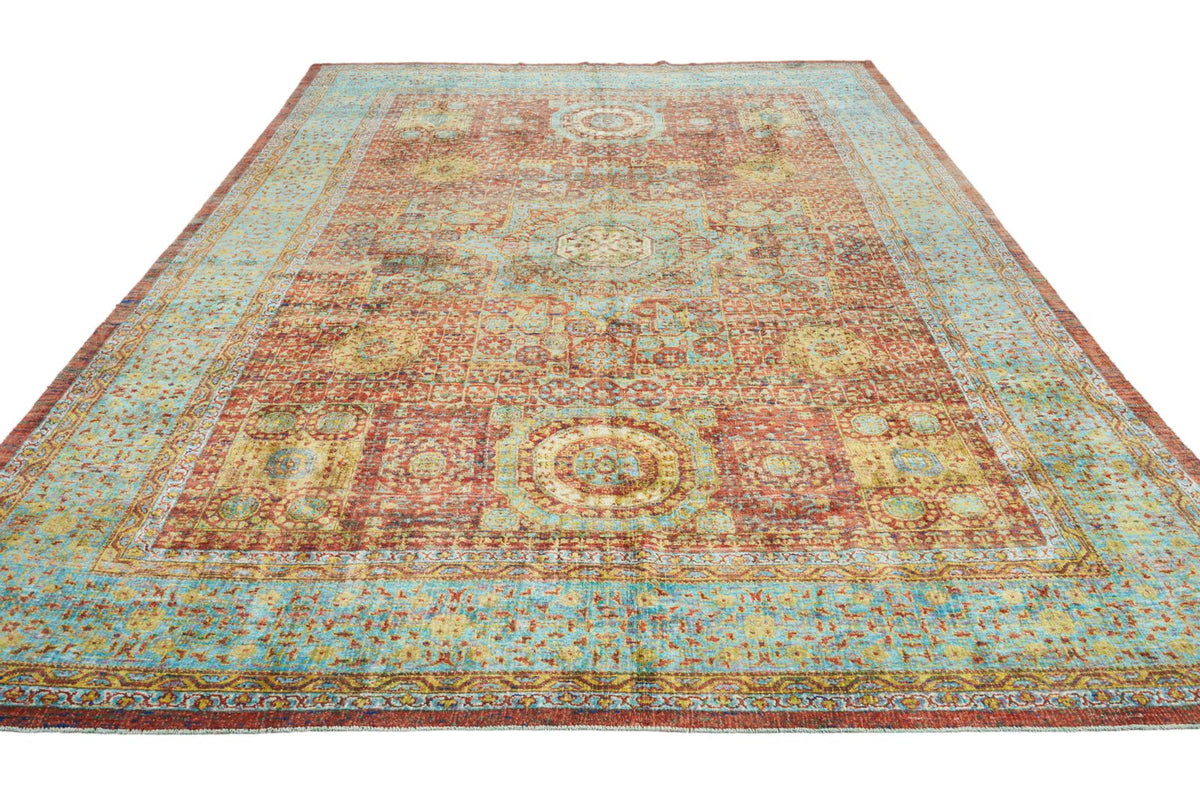 10x16 Red and Blue Turkish Silk Rug