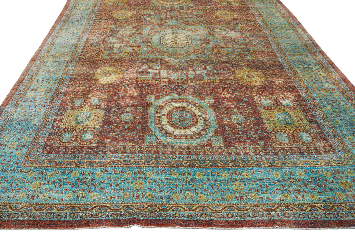 10x16 Red and Blue Turkish Silk Rug