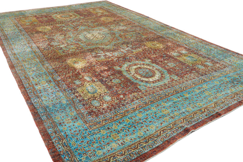 10x16 Red and Blue Turkish Silk Rug