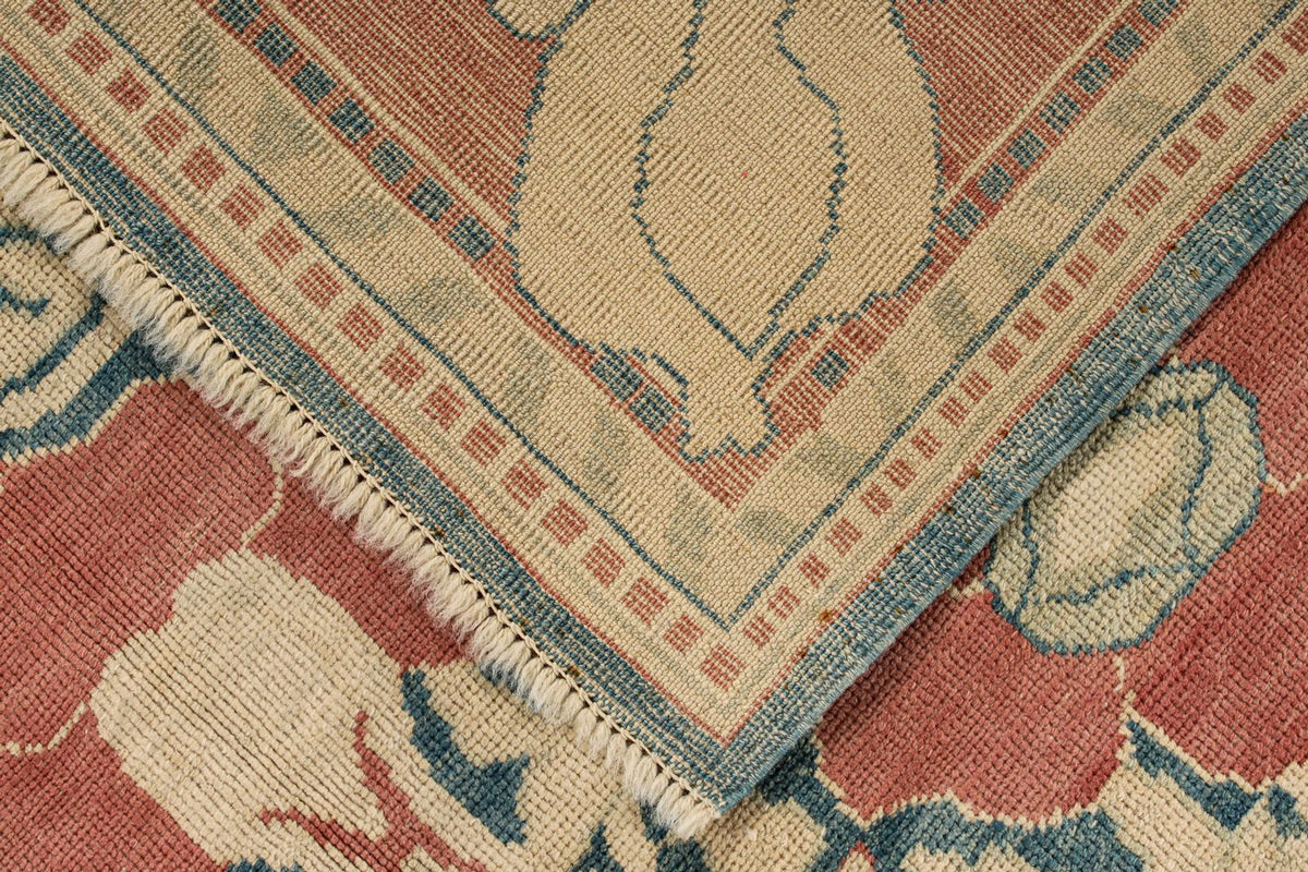 5x8 Blue and Red Turkish Oushak Rug