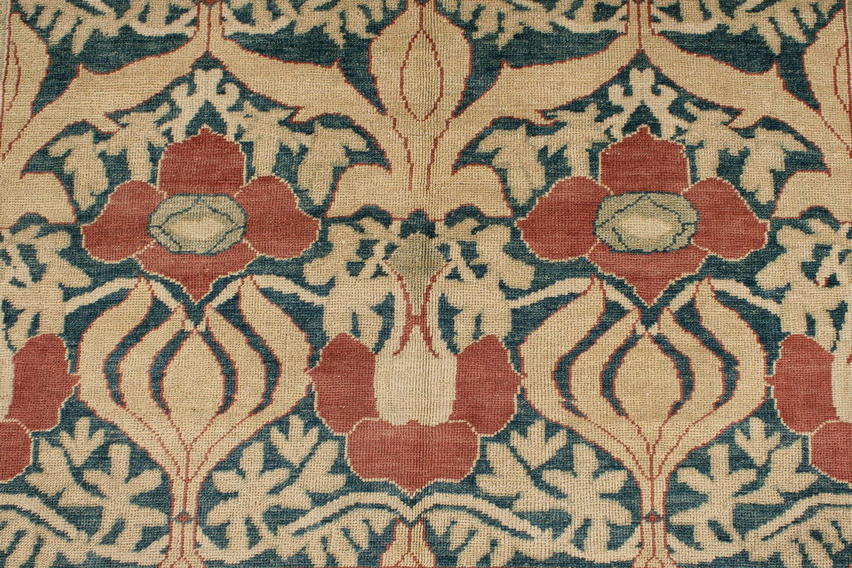 5x8 Blue and Red Turkish Oushak Rug