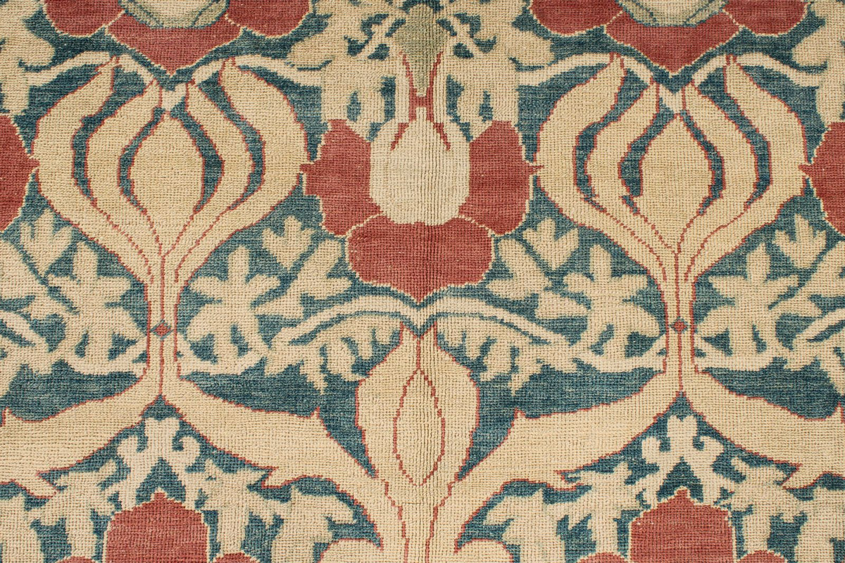 5x8 Blue and Red Turkish Oushak Rug