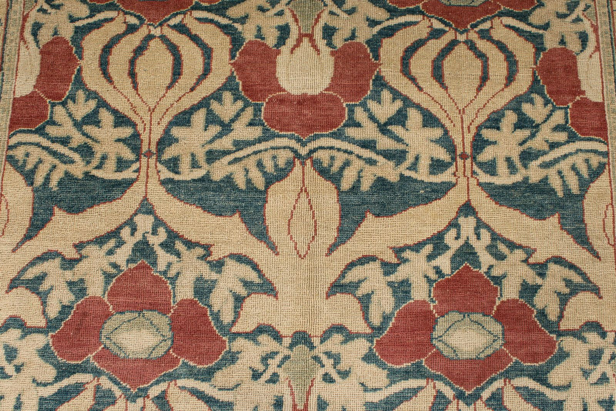 5x8 Blue and Red Turkish Oushak Rug