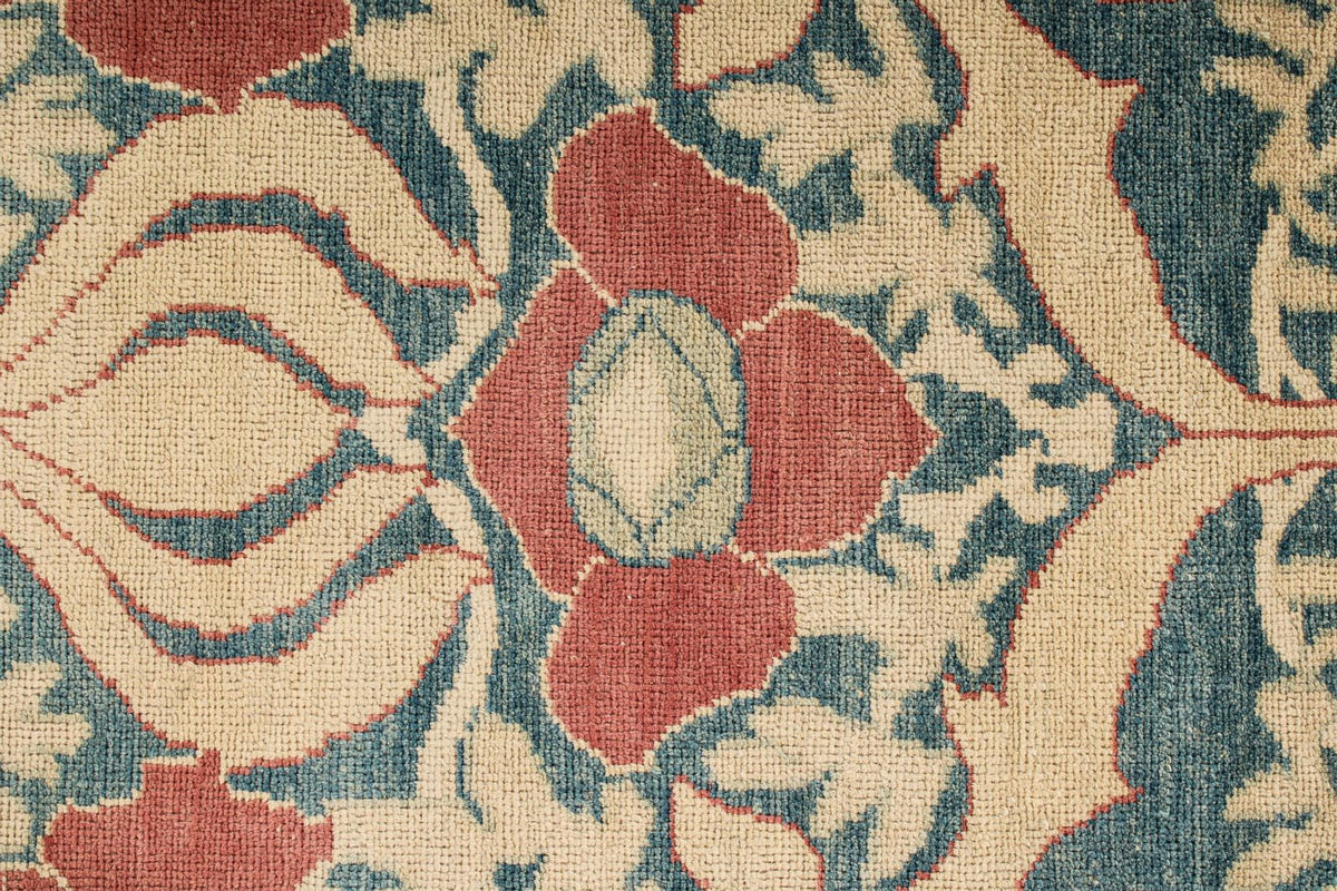 5x8 Blue and Red Turkish Oushak Rug