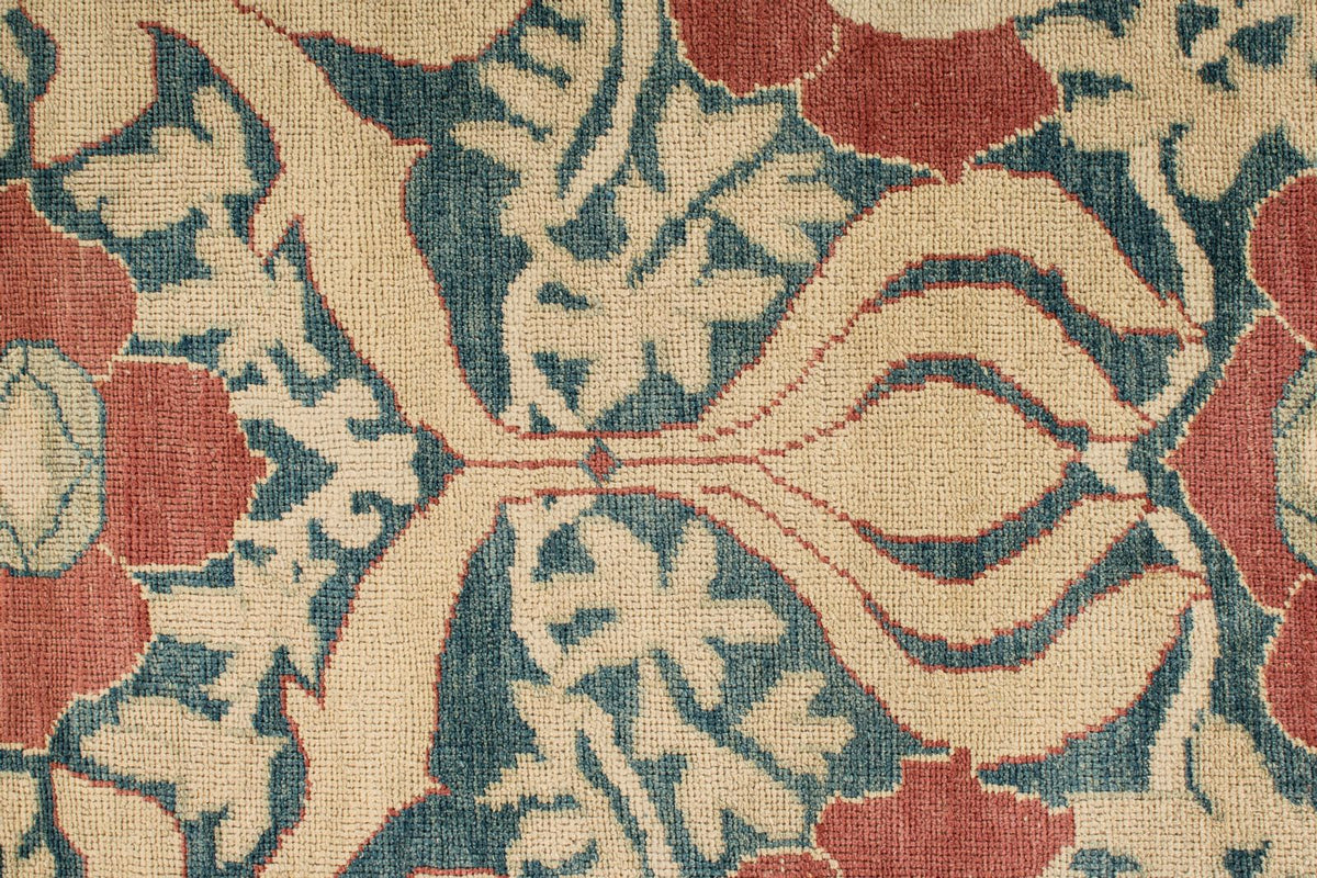 5x8 Blue and Red Turkish Oushak Rug