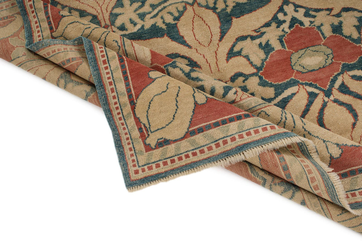 5x8 Blue and Red Turkish Oushak Rug