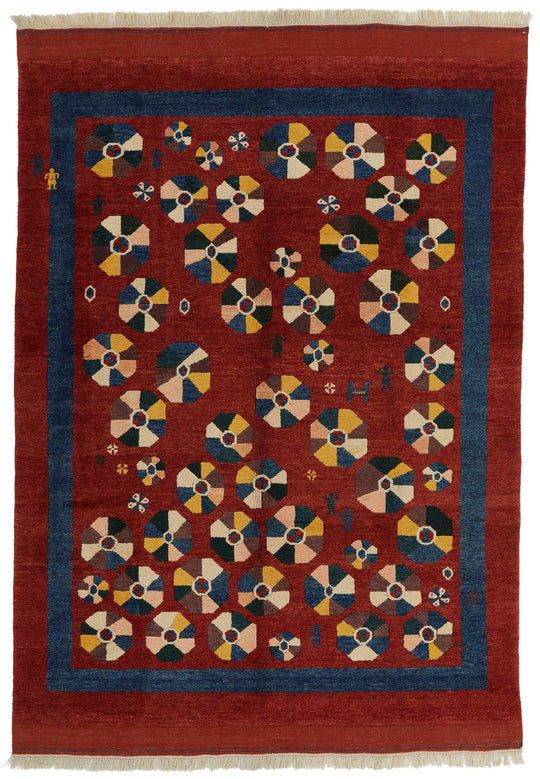 6x8 Red and Multicolor Persian Traditional Rug