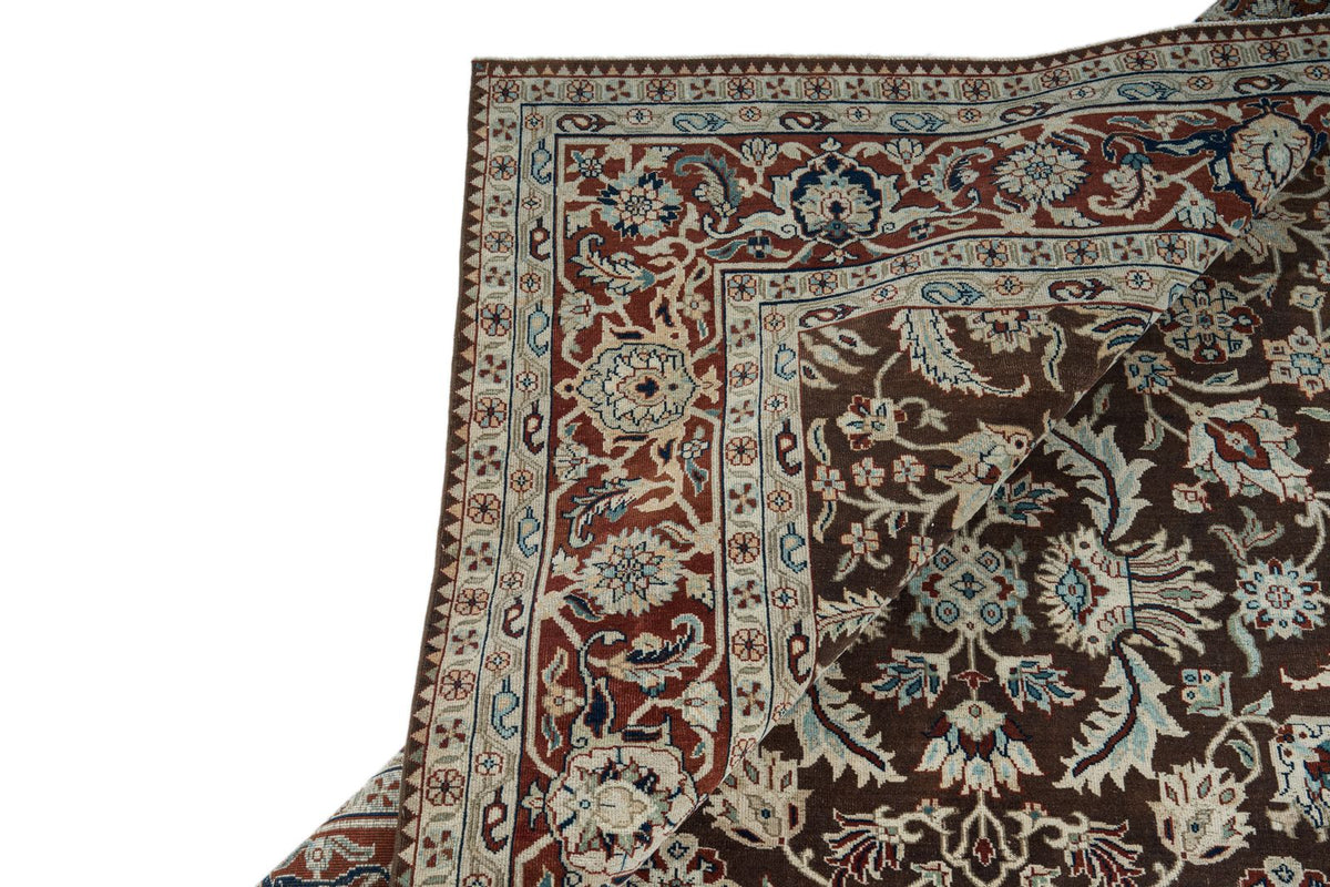 6x9 Brown and Rust Turkish Traditional Rug