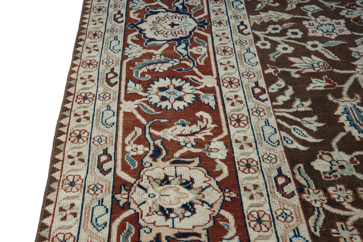 6x9 Brown and Rust Turkish Traditional Rug