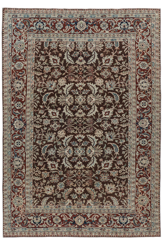 6x9 Brown and Rust Turkish Traditional Rug