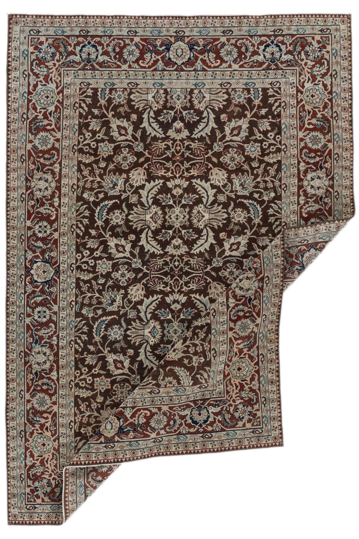 6x9 Brown and Rust Turkish Traditional Rug
