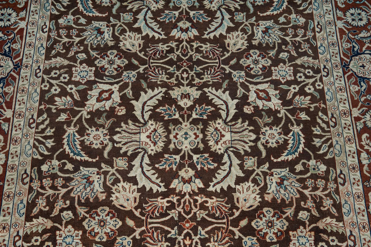 6x9 Brown and Rust Turkish Traditional Rug